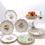 4 Coalport plates with flower decoration T/W other ceramics inc continental ceramic oranges bowl (