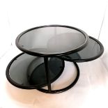 Milo Baughman 3 tier swivel coffee table - 57cm diameter & 41cm high - has some corrosion to