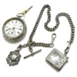 Antique silver 40cm albert chain (every link marked) with fob & vesta (a/f) t/w Kay's Triumph 935