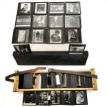 Quantity of antique lantern slides approx. 100 in number in original fitted box with brass and