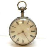 Antique double silver cased verge pocket watch by William Manning, Steyning - 55mm diameter & does