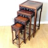 Nest of 4 Rosewood Chinese side tables, largest 39cm x 39cm x 74cm high