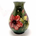 Moorcroft hibiscus vase - 20cm high with Walter Moorcroft initials & 'By appointment potters to