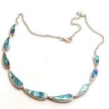 Silver paua shell necklace - 46cm long & total weight 21g