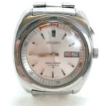Vintage stainless steel Seiko bell-matic gents wristwatch with calendar date - running for