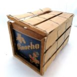 Vintage Pinocho (Pinocchio) frutagut J Lopez crate with wire banding ~ 33cm high x 46cm x 30cm