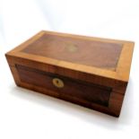 Mahogany veneer writing slope with brass inlay - 41cm x 24.5cm x 15cm high ~ replaced leather &