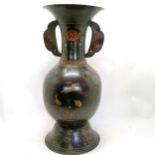 Large scale antique Chinese cloisonne 2 handled floor standing vase - 75cm high & 32cm diameter ~