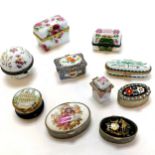 10 china and metal lidded boxes incl. 1 enamel
