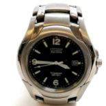 Gents Citizen eco drive titanium WR100 wristwatch - running & in used condition - SOLD ON BEHALF