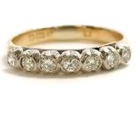 18ct hallmarked gold 7 stone diamond ring - size P½ & 3.4g total weight