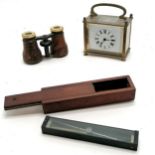 F. Barker & Son London No9400 1916, mahogany cased military instrument, opera glasses t/W a brass