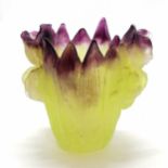 Daum Iris vase - 13cm high & slight nibbles to 1 of the petals