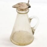 Hukin & Heath silver mounted whisky jug with glass body - 10cm high