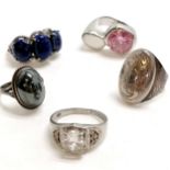 5 x silver rings inc Nuove Gioie & lapis set ring etc - total weight 53g