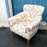 Antique small button back armchair - 77cm wide x 82cm high x 78cm deep ~ In good used condition.