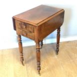 Victorian burr walnut 2 drawer drop flap night stand with pot cupboard. 70cm wide fully open,