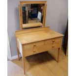 Satinwood dressing chest with swing mirror (77cm high without mirror)150cm x 100cm wide x 55cm deep