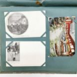 2 albums of postcards inc WWI silk windmill card, Gladys Cooper cards + exhibition postcards etc