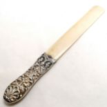 Antique silver hallmarked page turner with ivory blade - 34cm long ~ has old repairs to handle
