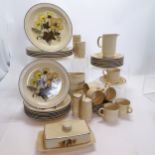 Poole pottery (Broadstone) circa 1970s diner and coffee ware. 6 x dinner plates , 8 x side plates, 8