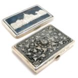 800 silver embossed cigarette case t/w niello unmarked silver cigarette case - total weight 304g