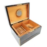 Victorian Coromandel and brass mounted cigar humidor box by Lund, 57 Cornhill, London with