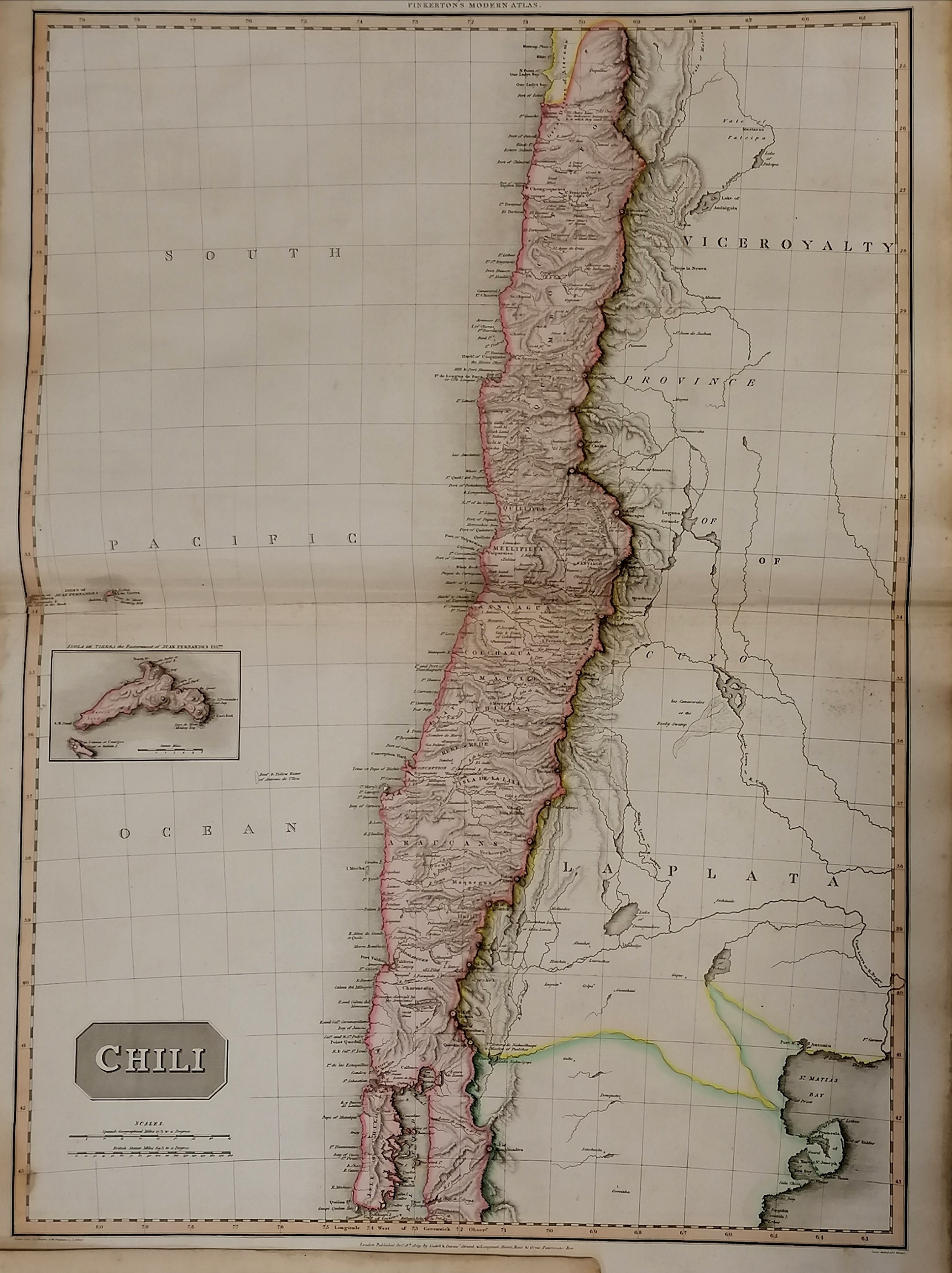 3 x large Pinkertons maps 1812 La Plata, 1810 Peru & 1809 Chili (Chile) - 84cm x 55cm - Image 2 of 6