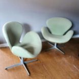 Mid 20th century Fritz Hansen pair of 1960's Danish Swan revolving chairs