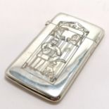 Antique novelty silver card case depicting Punch & Judy with sprung catch - 47g & 8cm x 4.5cm