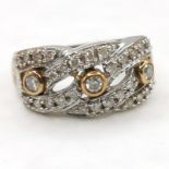 Unmarked (touch tests as 14ct) gold diamond set ring - size Q & 6.3g total weight