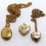 9ct hallmarked gold 2 tone heart locket (2g total weight) t/w 2 x 9ct back and front lockets on