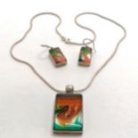 Tianguis Jackson boxed silver and glass necklace & earrings set Condition reportBox has slight