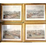 4 x 1833 framed prints of Northampton grand steeplechase by Henry Pyall (1795-1833) from paintings