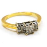 18ct hallmarked gold diamond ring set with 12 princess cut diamonds - size M & 3.1g total weight