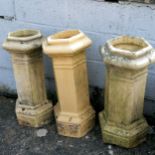 3 Antique matching chimney pots- 73cm high Condition report1 has a crack running from the top