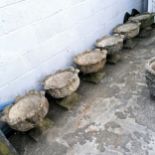 Set of 6 pedestal 2 part concrete planters- each 48cn diameter x 38cm high Condition report1 has