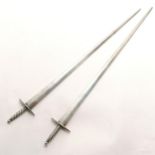 Antique novelty pair of large silver plated meat skewers in the form of swords by Walker & Hall -