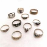 10 x silver rings inc Suarti 925BA/18K (size Z½), stone set & trio of angels etc - total weight 26g