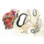 Qty of beaded jewellery necklaces inc pearl necklace with a silver clasp etc - SOLD ON BEHALF OF THE