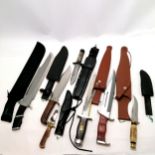 Quantity of hunting knives (6) - longest 55cm t/w divers knife in sheath : THESE ITEMS ARE FOR