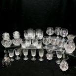 Qty of glassware inc 6 Thomas Webb brandy balloon glasses, 9 cut glass tumblers, Stuart crystal vase