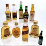 9 x drinks miniatures of Scotch & whisky inc Tormore Glenlivet, dimple, Johnnie Walkers red label