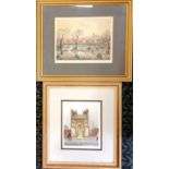 2 signed prints - 'Spring' by Helen Bradley & 'The yellow door' by Harold Riley (1900-79) (53cm x