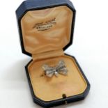 Antique diamond & ruby set trembleuse butterfly brooch in a fitted case - 3cm across & 8.7g total