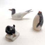 3 x Royal Copenhagen animals - mouse on sugar, seagull & penguin ~ all 3 are seconds Condition