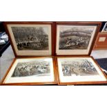 Set of 4 x 1841 framed prints of Cheltenham annual grand steeplechase engraved by Charles Hunt -