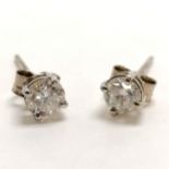 18ct marked white gold diamond set earrings - approx 0.33ct each ~ total weight 1g