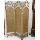 Contemporary rattan and metal 2 fold screen - 181.5cm high & 137cm wide