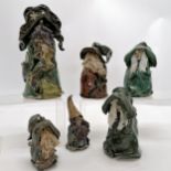 6 x Clare craft pottery figures of witches / warlocks - tallest 20cm Condition report3 figures